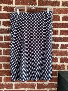 Navy and White Skirt with Side Pockets